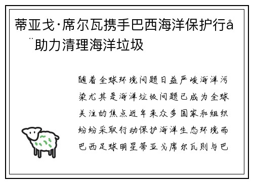 蒂亚戈·席尔瓦携手巴西海洋保护行动助力清理海洋垃圾